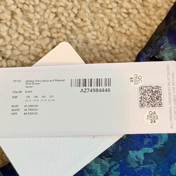 Azazie Women’s Plus Size Jacquard Pleated Midi Dress - Navy - Size 14 - Picture 5 of 5